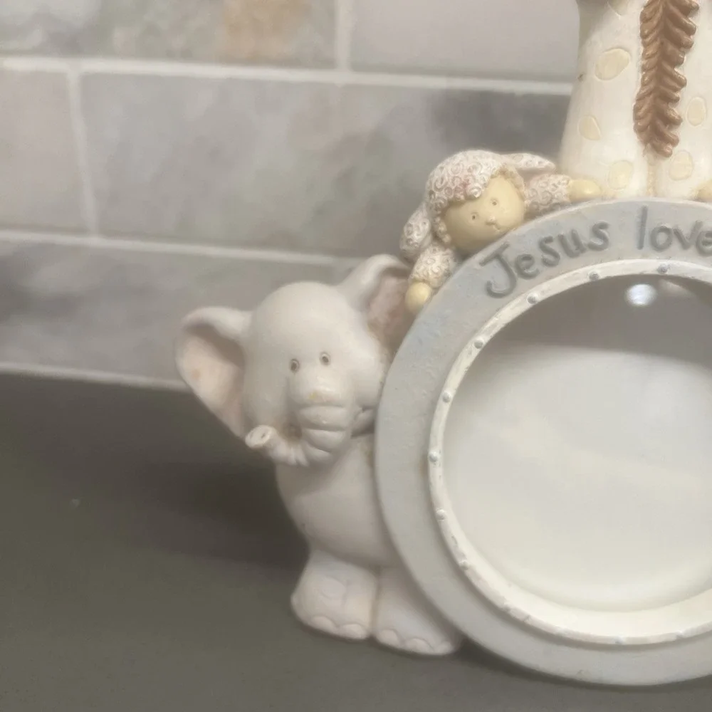 Baby Baptism Photo Frame Jesus Loves Me Religious Noah's Ark Russ Animals 3x3
